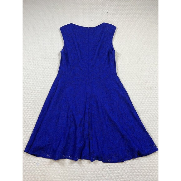 French Connection Lace Mini Dress Skater Fit And Flare | Royal Blue | Size 6 M - Picture 7 of 11